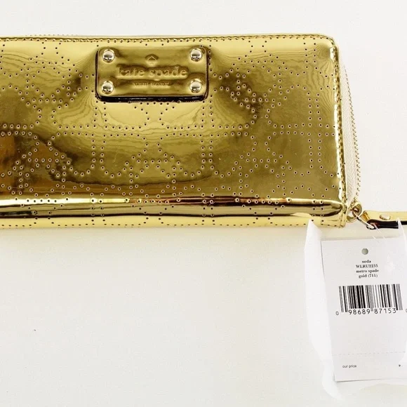 NEW KATE SPADE METRO SPADE NEDA ZIP WALLET IN GOLD - Picture 2 of 6